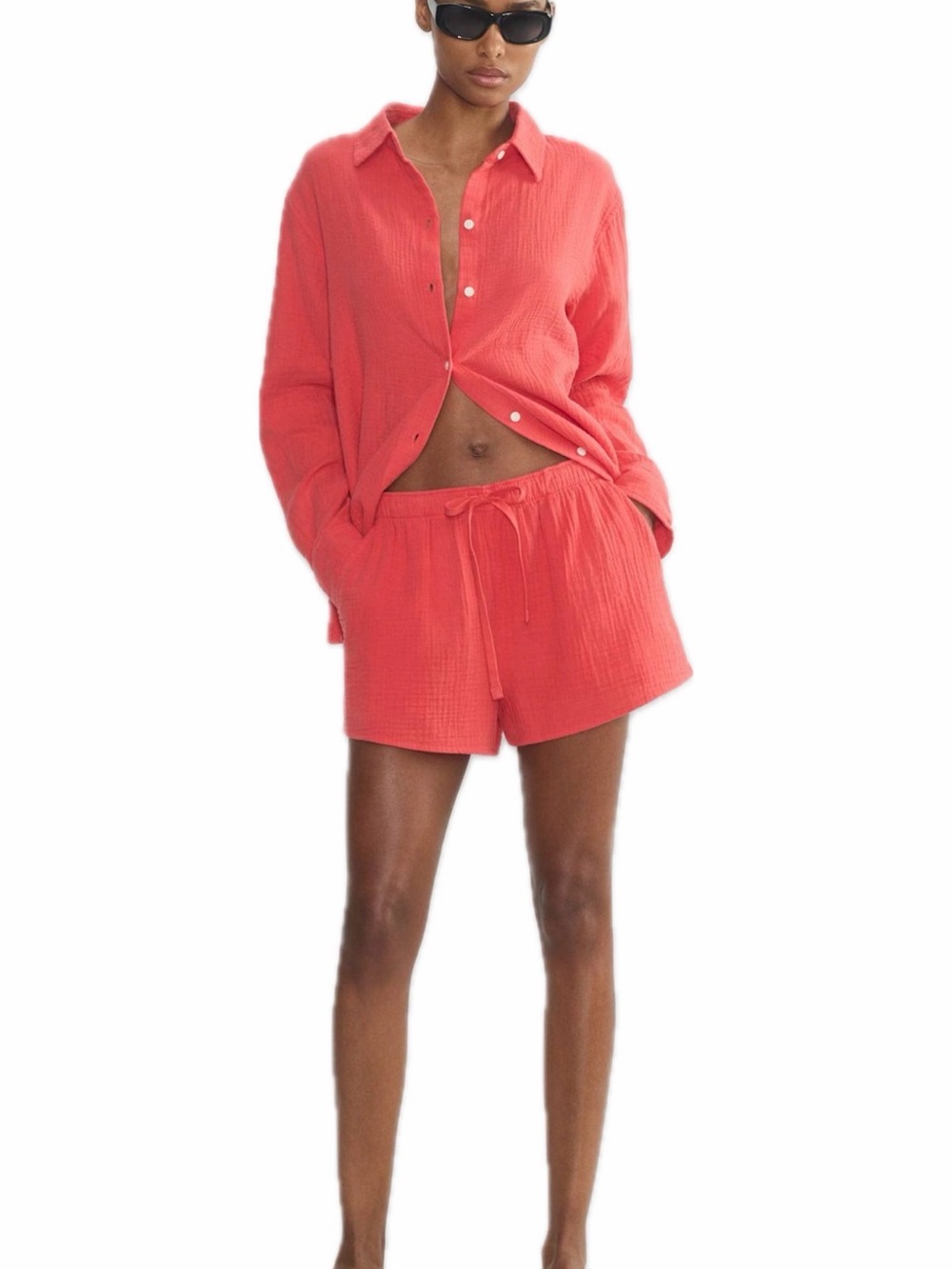 Aritzia Little Moon Airplush Cotton Sail Set (2XS top, XS shorts)